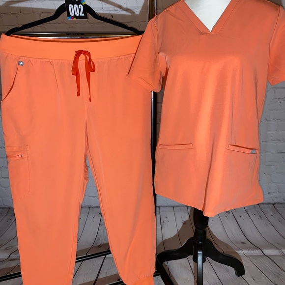 Figs Other - Figs Vibrant Peachy/Orange Scrub Top